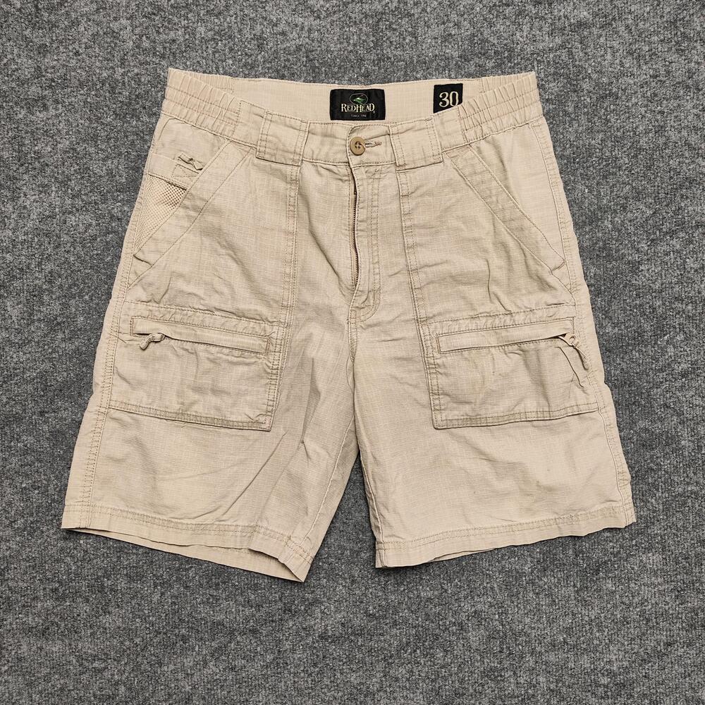 RedHead Shorts Mens 30 Beige Cargo Canvas Elastic Waist Lightweight Outdoor